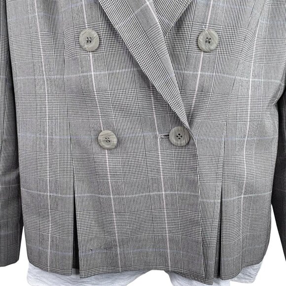 VTG 80s Pinstripe Plaid Double Breasted Classic Blazer Gilmor Gray Women’s 12 - Picture 4 of 15